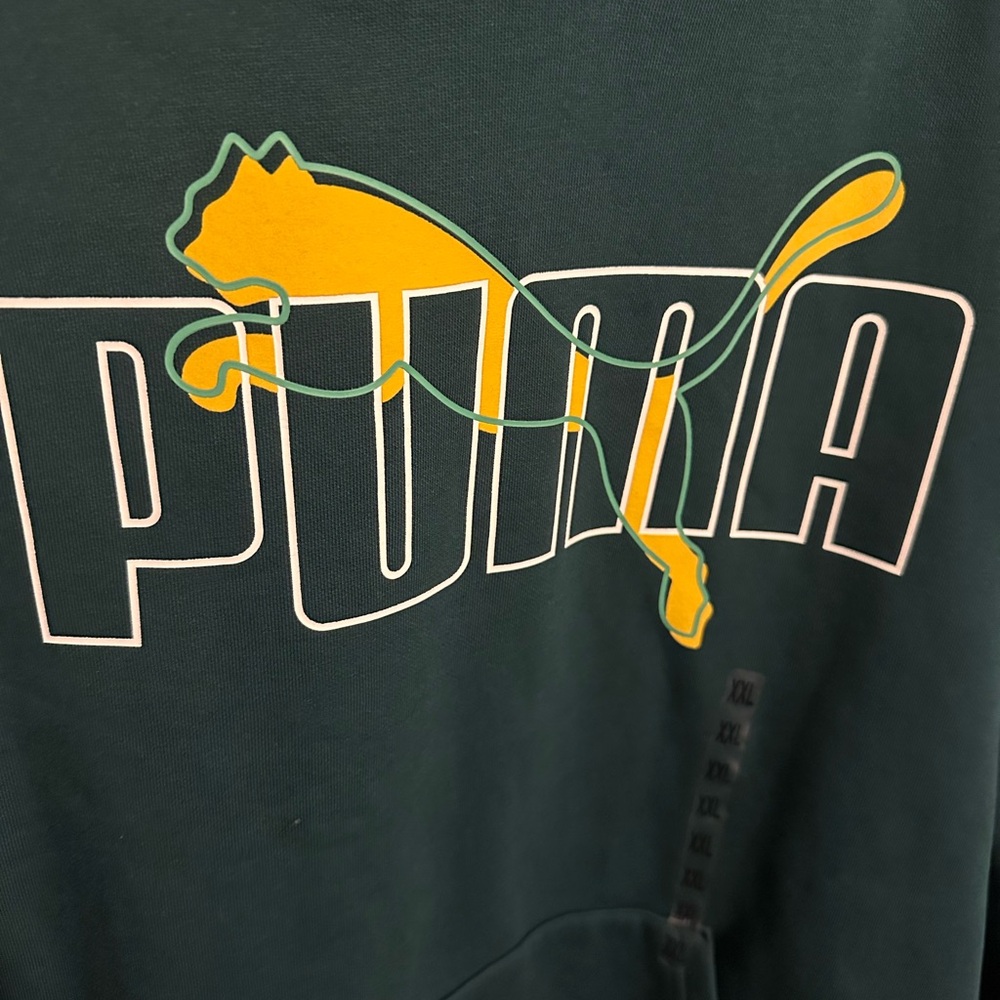 PUMA Men’s Green Logo Hoodie XXL NWT - Picture 5 of 6